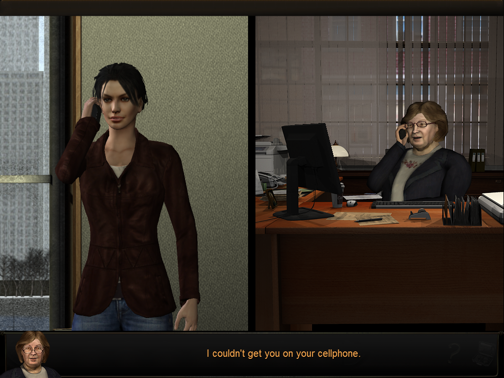 Art of Murder: Cards of Destiny (Windows) screenshot: Phone call with Ruth (secretary)