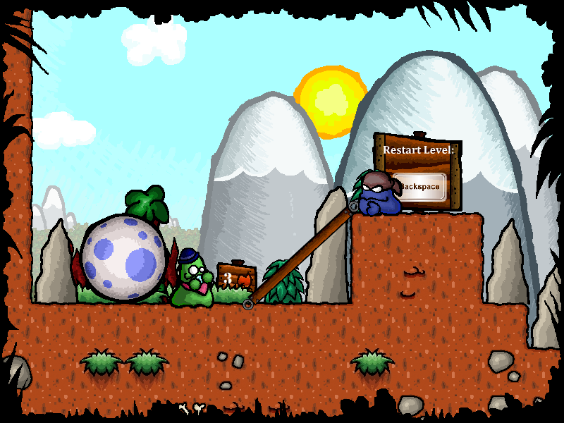 Omelette Quest (Windows) screenshot: The players created a ramp for the egg to roll over...