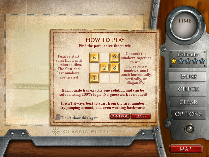 Hidato Adventures (Windows) screenshot: Instructions