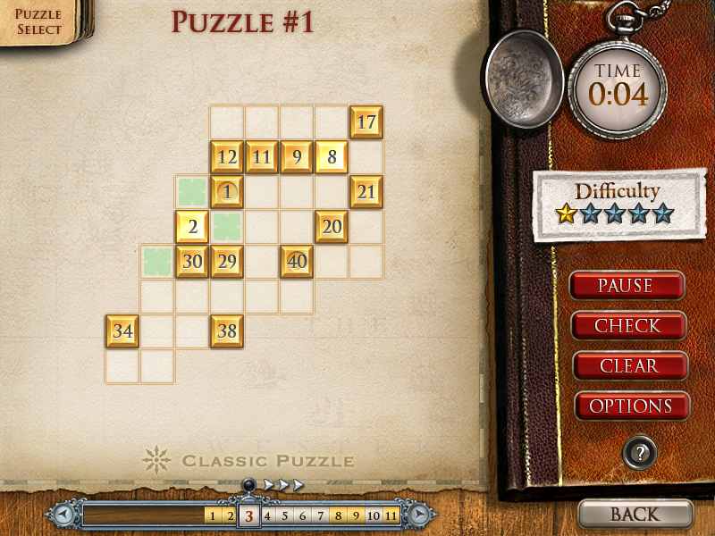 Hidato Adventures (Windows) screenshot: Another puzzle
