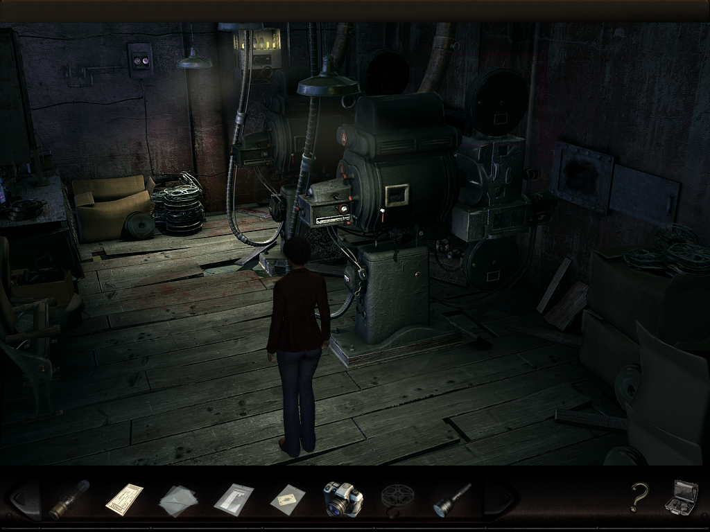 Art of Murder: Cards of Destiny (Windows) screenshot: Projection booth
