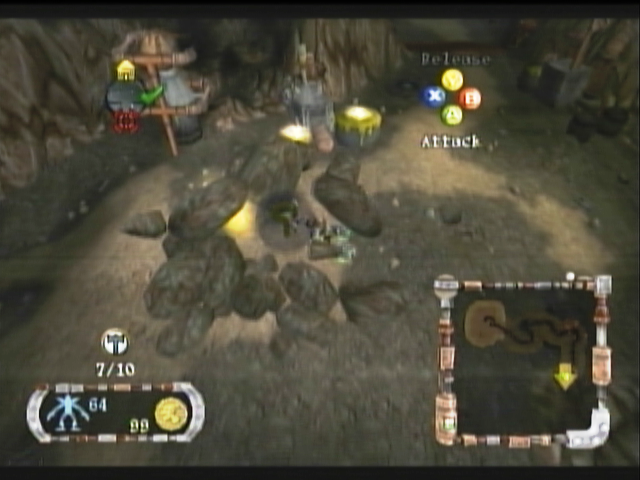 Goblin Commander: Unleash the Horde (Xbox) screenshot: Destroying rock debris for coin