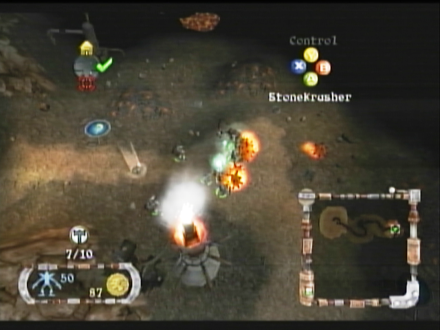 Goblin Commander: Unleash the Horde (Xbox) screenshot: Fighting rock critters