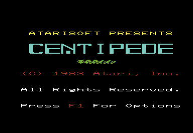 Centipede (VIC-20) screenshot: Title screen