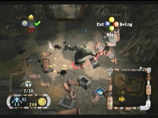 Goblin Commander: Unleash the Horde (Xbox) screenshot: Using Titan to clear debris