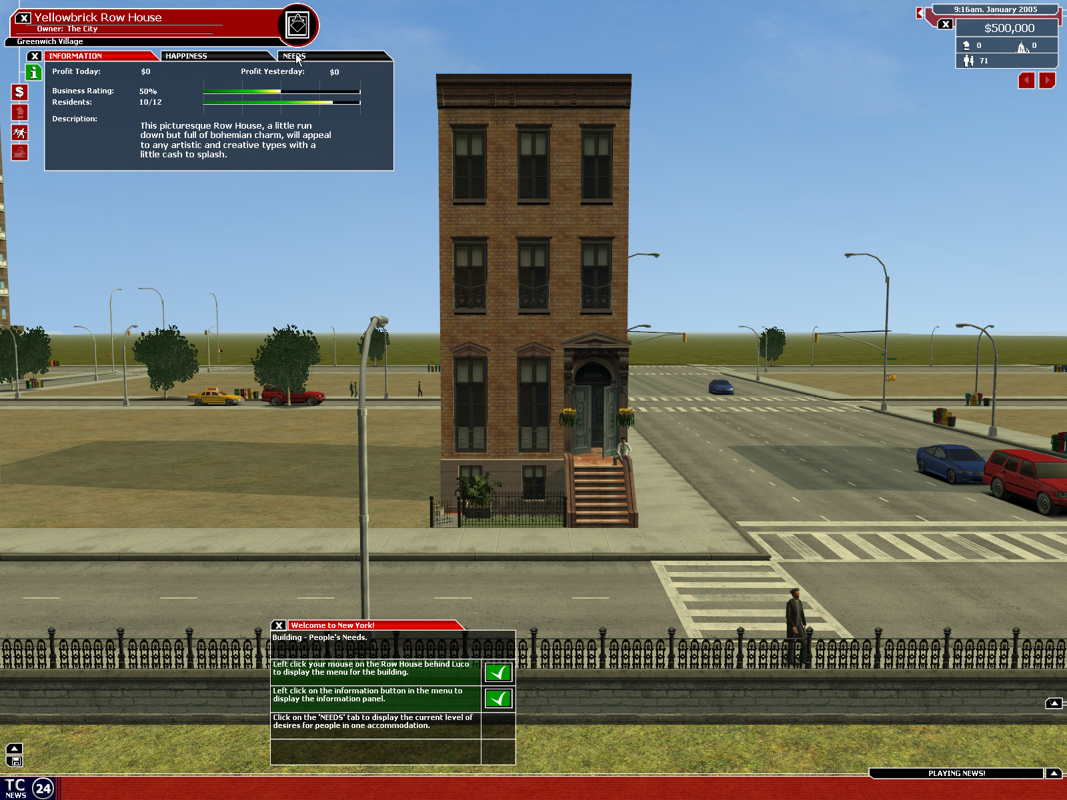 Tycoon City: New York (Windows) screenshot: Finding out the needs of the area.