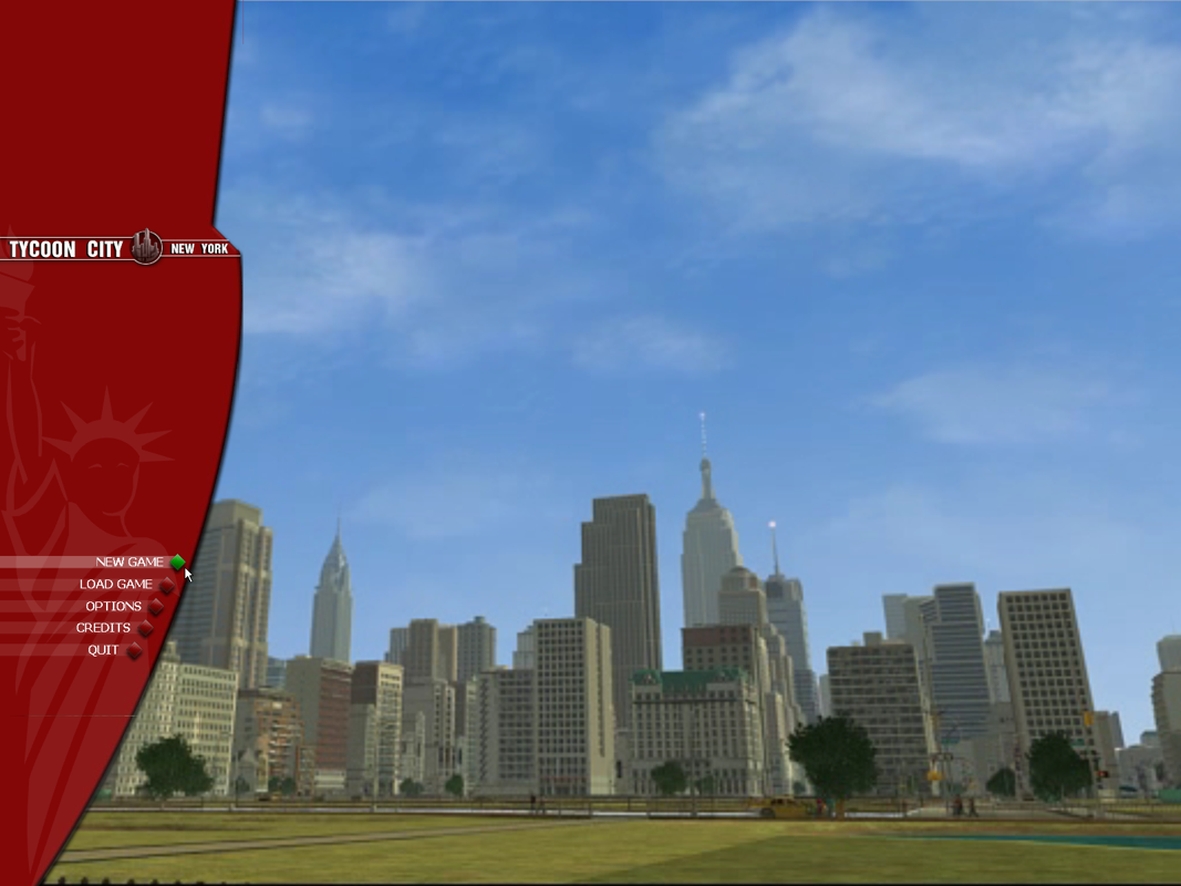 Tycoon City: New York (Windows) screenshot: Main menu.