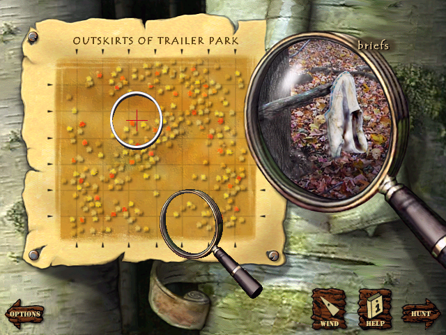 Deer's Revenge (Windows) screenshot: The tracking map. Look around for signs of hick activity