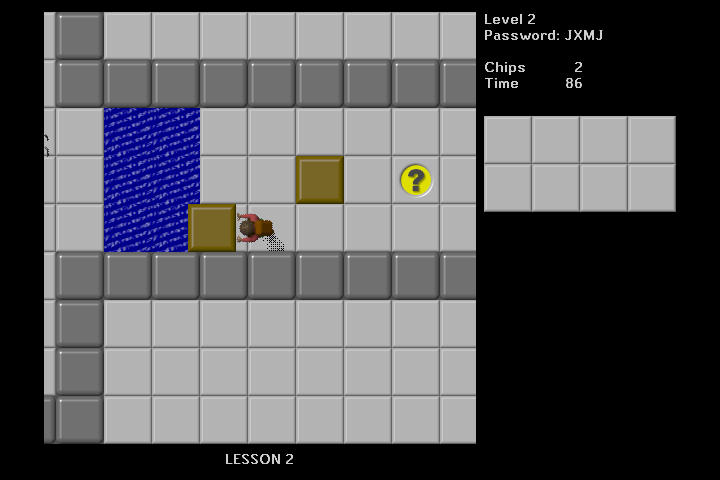 Tile World (Windows) screenshot: Chip's Challenge - Pushing blocks.