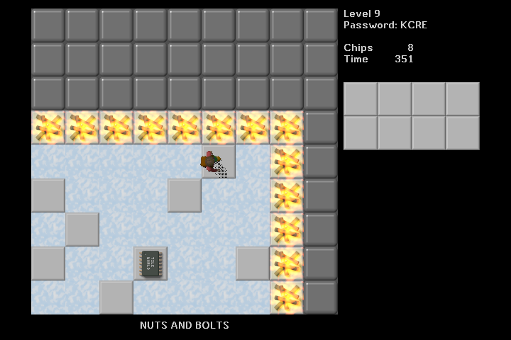 Tile World (Windows) screenshot: Chip's Challenge - Ice floor