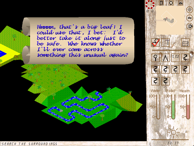 Schiffbruch (Windows) screenshot: Finding a large leaf.