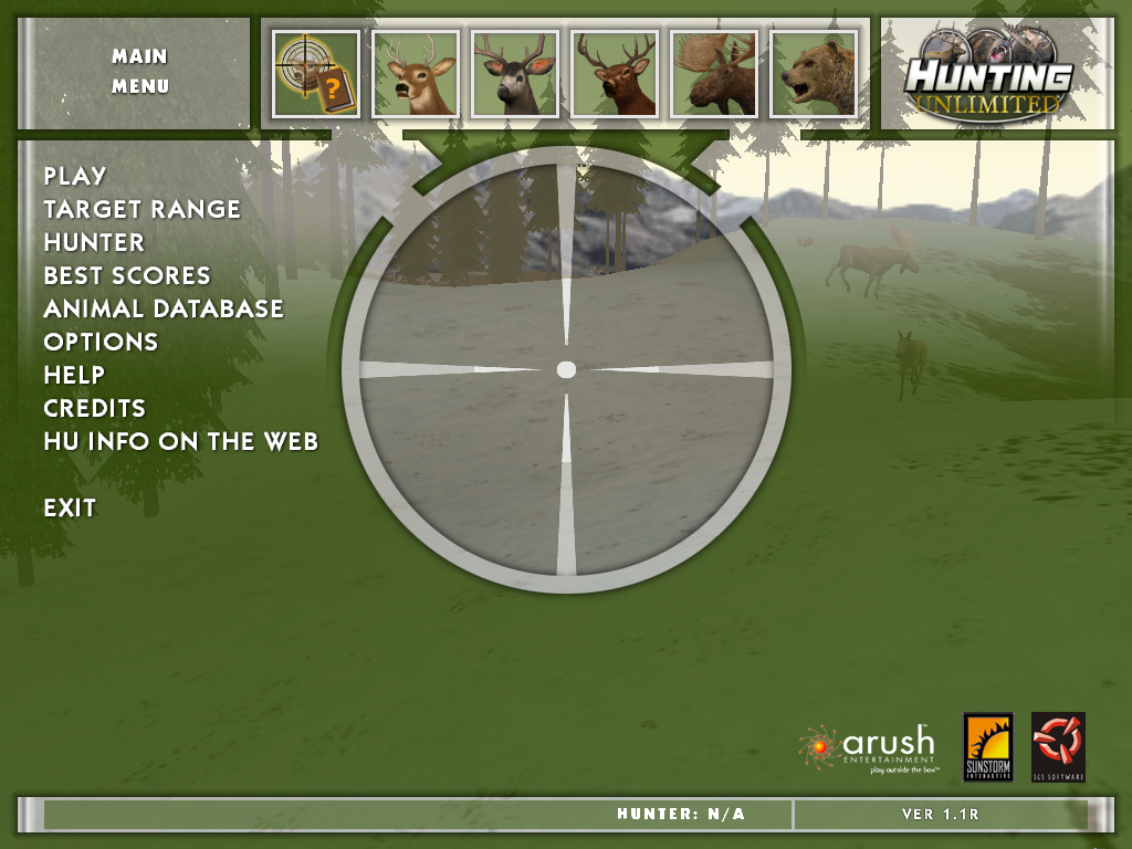 Hunting Unlimited (Windows) screenshot: Main Menu