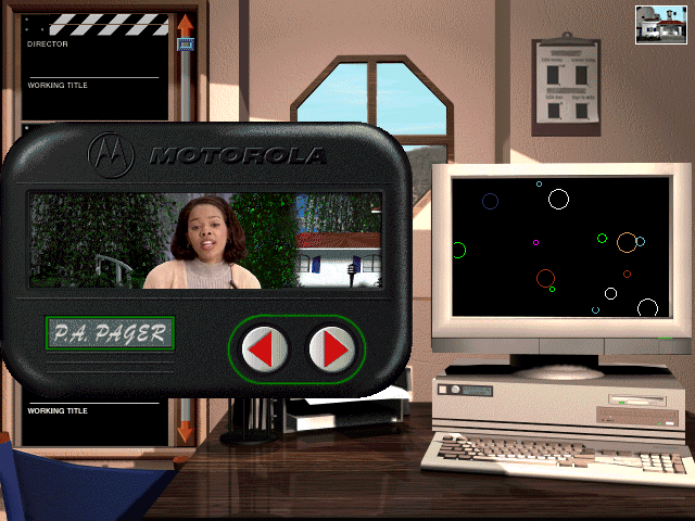 Steven Spielberg's Director's Chair (Windows 3.x) screenshot: The P.A. keeps popping up on this pager.