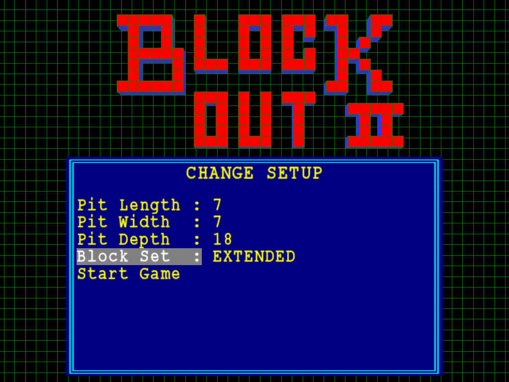 BlockOut II (Windows) screenshot: Changing the parameters.