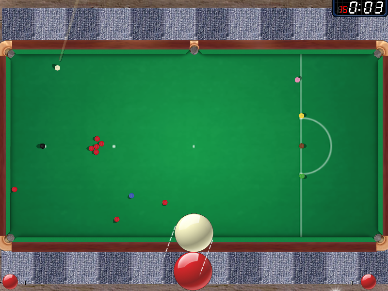 Carom3D (Windows) screenshot: Press TAB for top down view, it makes most shots a lot easier