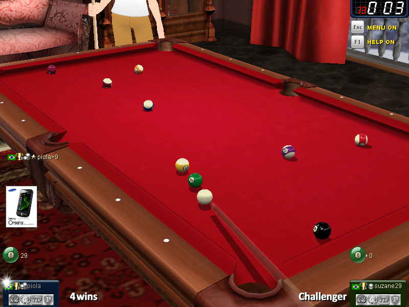 Carom3D (Windows) screenshot: move mouse up and down to zoom in and out