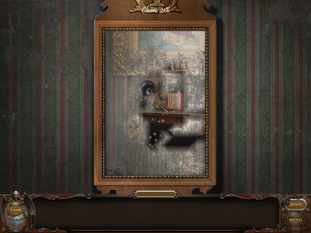 Haunted Manor: Lord of Mirrors (Windows) screenshot: Cleaning the mirror.