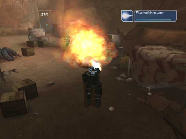 Iron Man (PlayStation 2) screenshot: Exploding barrel