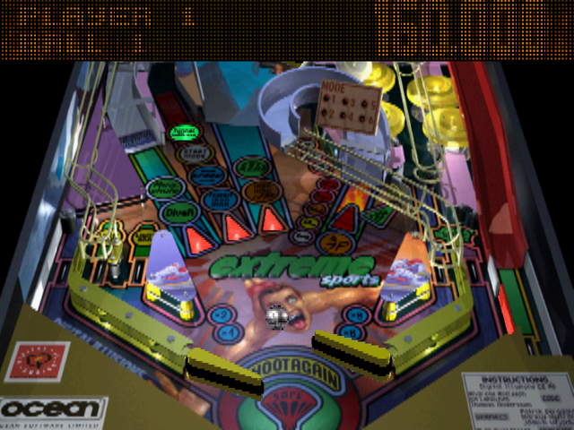 True Pinball (PlayStation) screenshot: Extreme Sports 3D mode - Bottom
