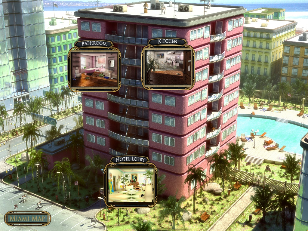 Real Detectives: Murder in Miami (Windows) screenshot: Building locations