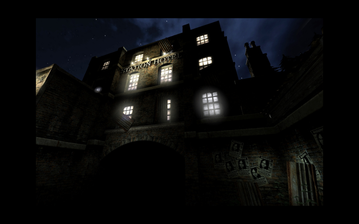 Dark Fall: Lost Souls (Windows) screenshot: View of the hotel from the train tracks
