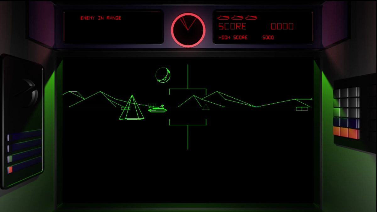 Battlezone (Xbox 360) screenshot: Original mode with vector-style graphics.