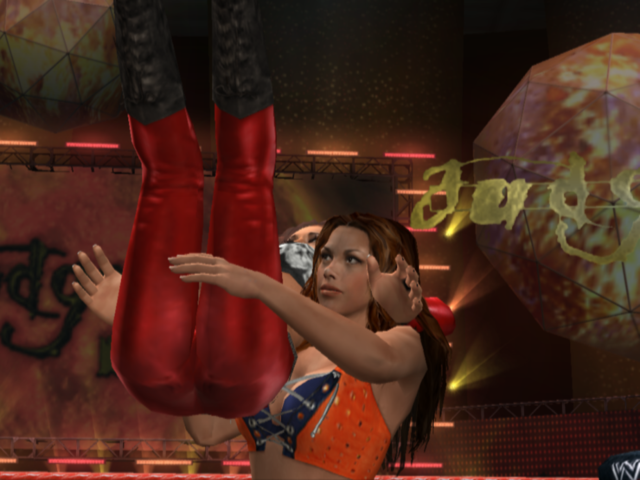 WWE Smackdown vs. Raw 2010 (PlayStation 2) screenshot: Lifting the opponent.