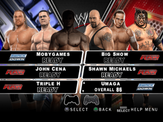 WWE Smackdown vs. Raw 2010 (PlayStation 2) screenshot: Six wrestlers