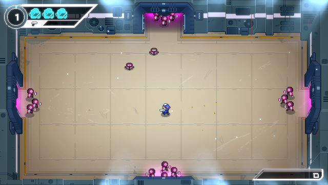 Galaxy Champions T.V. (Linux) screenshot: Just the first room, and already surrounded from all sides