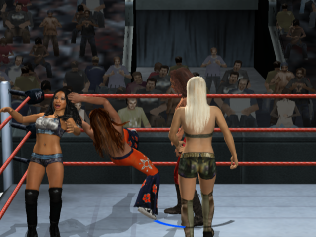 WWE Smackdown vs. Raw 2010 (PlayStation 2) screenshot: Grabbed by the hair.