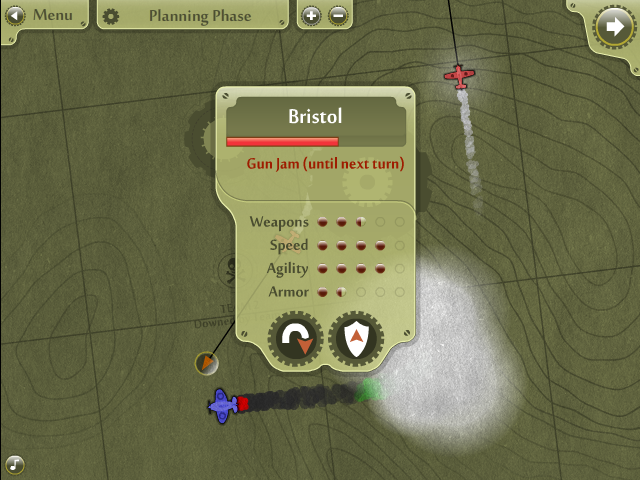 SteamBirds (Browser) screenshot: Obviously the gun got jammed after the pilot inhaled poison
