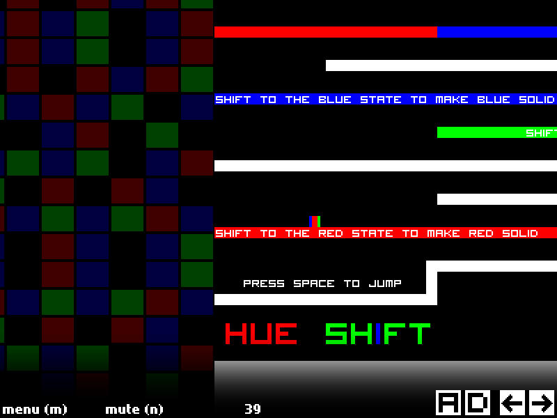 Hue Shift (Browser) screenshot: Guidance at the start of the game