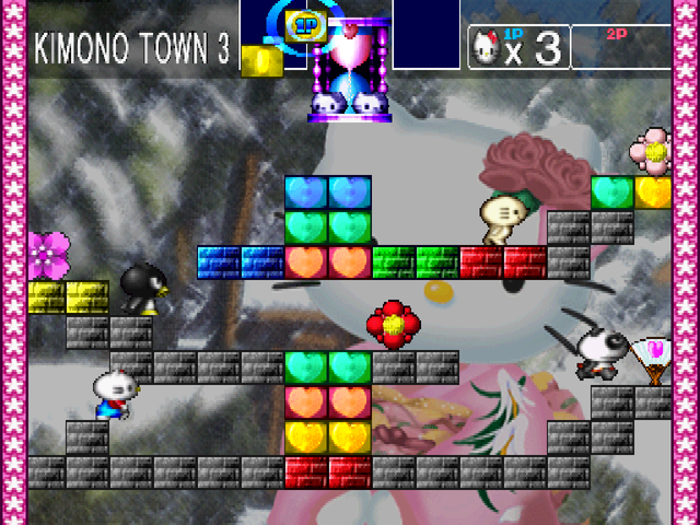 Hello Kitty's Cube Frenzy (PlayStation) screenshot: Solo story mode - Kimono Town 3