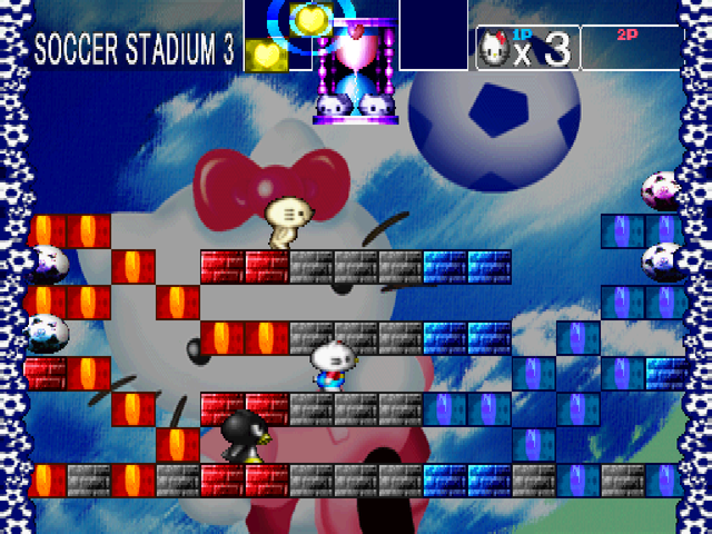 Hello Kitty's Cube Frenzy (PlayStation) screenshot: Solo story mode - Soccer Stadium 3