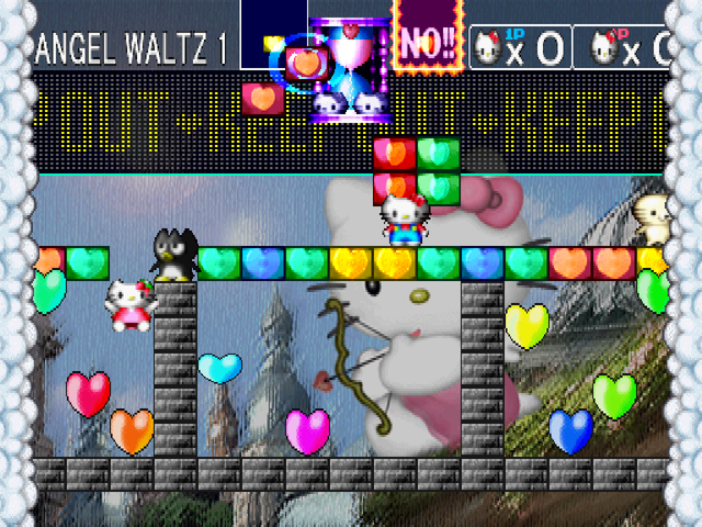 Hello Kitty's Cube Frenzy (PlayStation) screenshot: Versus mode - Angel Waltz stage