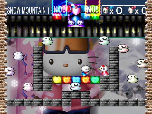 Hello Kitty's Cube Frenzy (PlayStation) screenshot: Versus mode - Snow Mountain stage