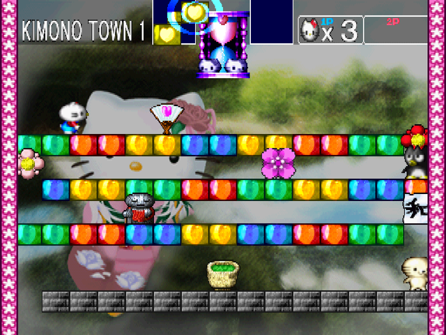 Hello Kitty's Cube Frenzy (PlayStation) screenshot: Solo story mode - Kimono Town 1