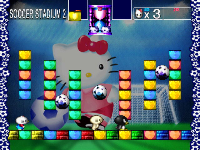 Hello Kitty's Cube Frenzy (PlayStation) screenshot: Solo story mode - Soccer Stadium 2