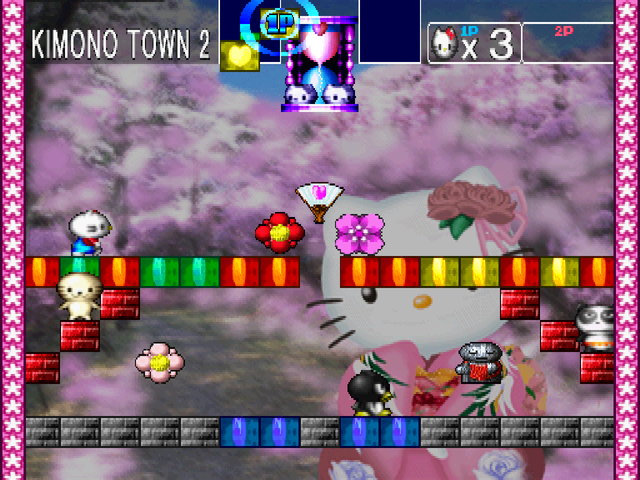 Hello Kitty's Cube Frenzy (PlayStation) screenshot: Solo story mode - Kimono Town 2