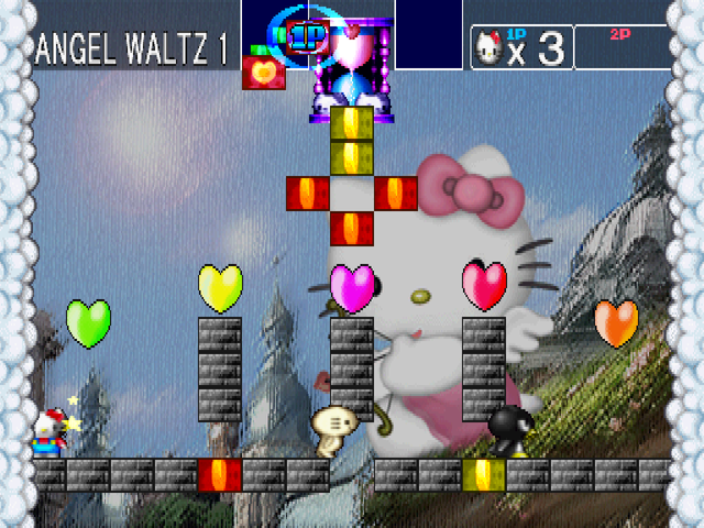 Hello Kitty's Cube Frenzy (PlayStation) screenshot: Solo story mode - Angel Waltz 1