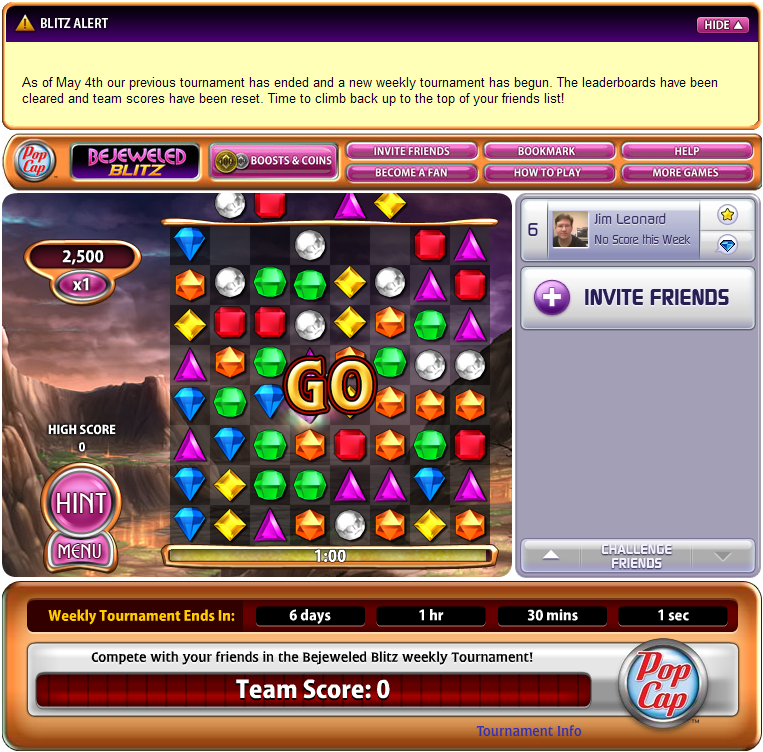 Bejeweled: Blitz (Browser) screenshot: For some reason you can already start playing before it says "GO"