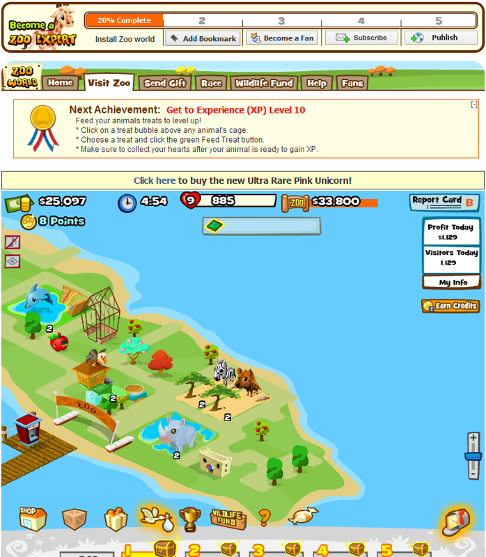 Zoo World (Browser) screenshot: My Zoo