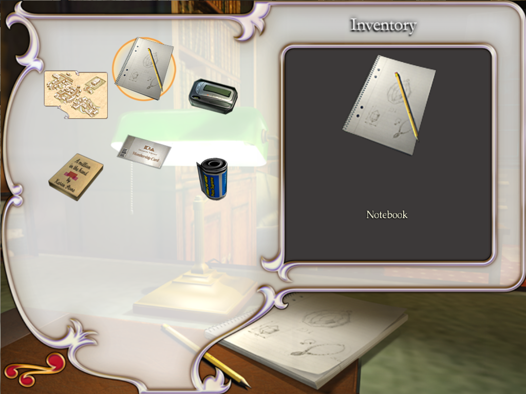 The Diamond Mystery of Rosemond Valley (Windows) screenshot: Inventory