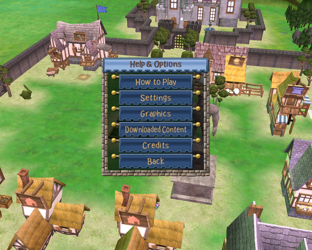 A Kingdom for Keflings (Windows) screenshot: Options menu