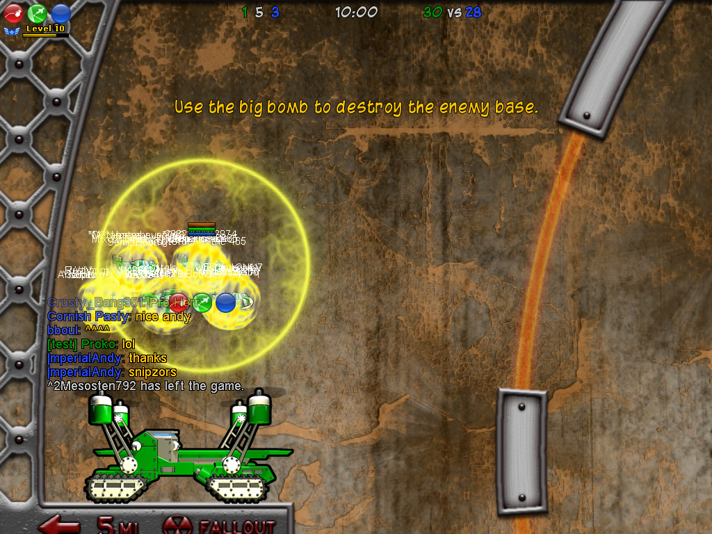Altitude (Windows) screenshot: "Use the big bomb to destroy the enemy base." Good plan.