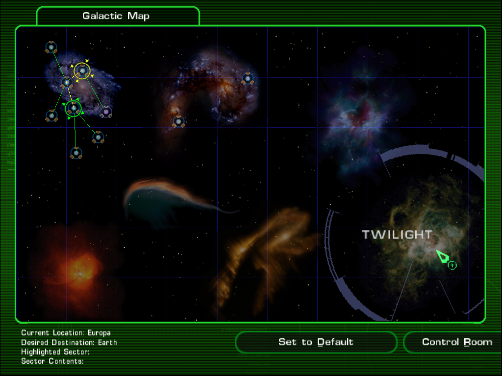 Tachyon: The Fringe (Windows) screenshot: The galactic map at the very start