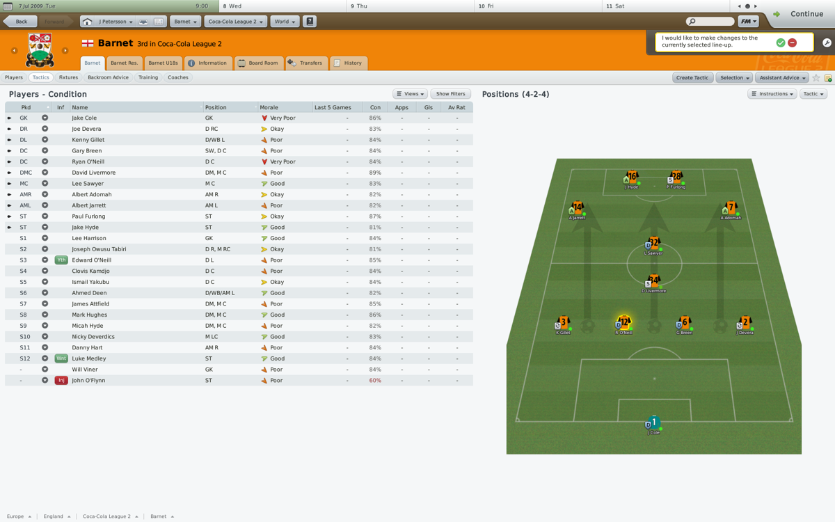 Football Manager 2010 (Windows) screenshot: Tactics