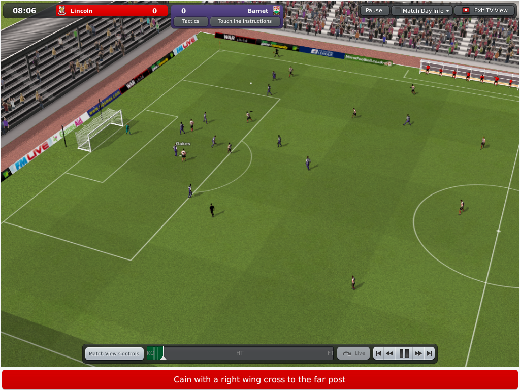 Football Manager 2010 (Windows) screenshot: A cross