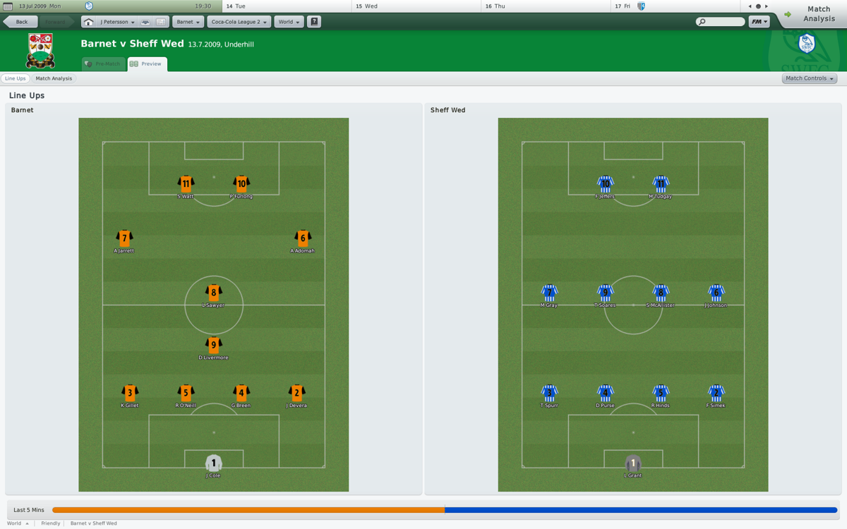 Football Manager 2010 (Windows) screenshot: Lineups