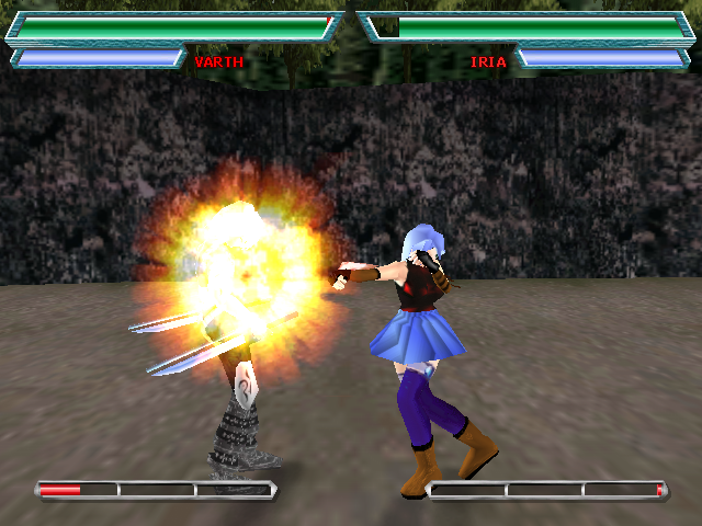Fate Axis (Windows) screenshot: Iria attacking Varth.